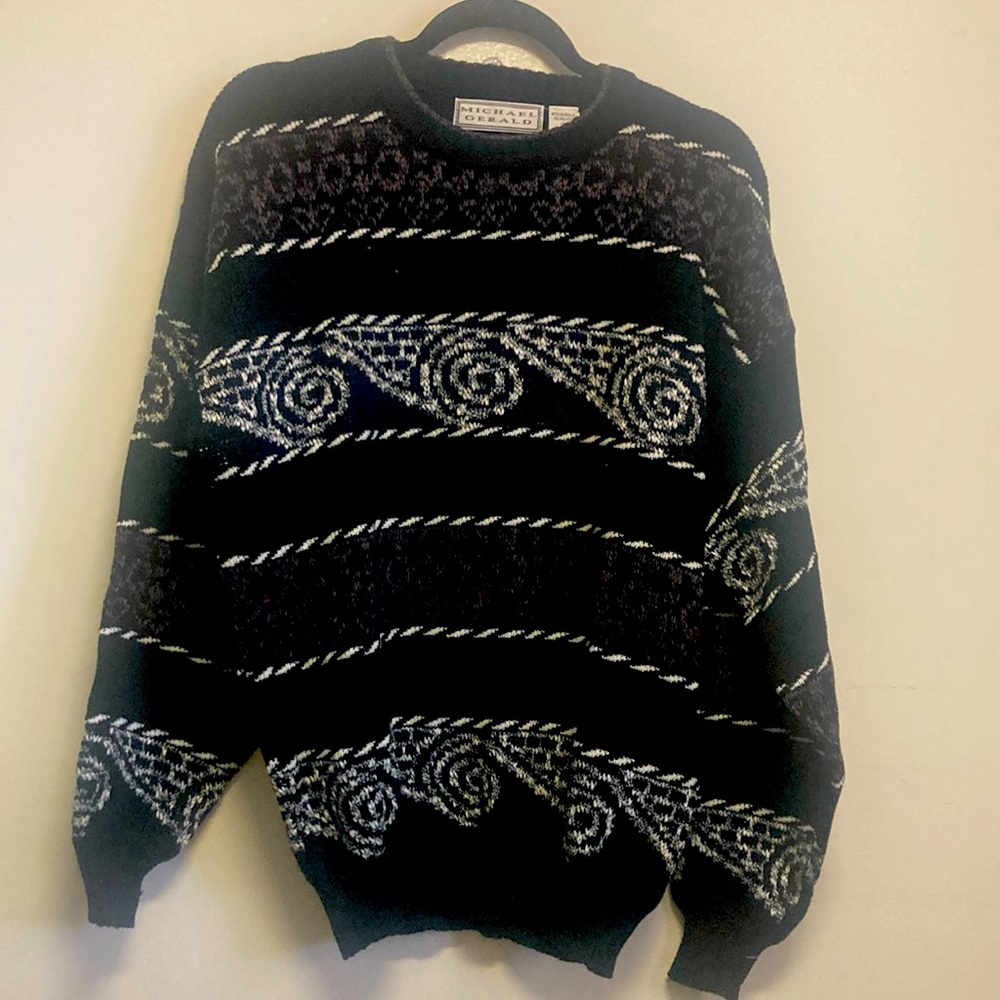 MICHAEL GERALD/Black, brown and White Sweater